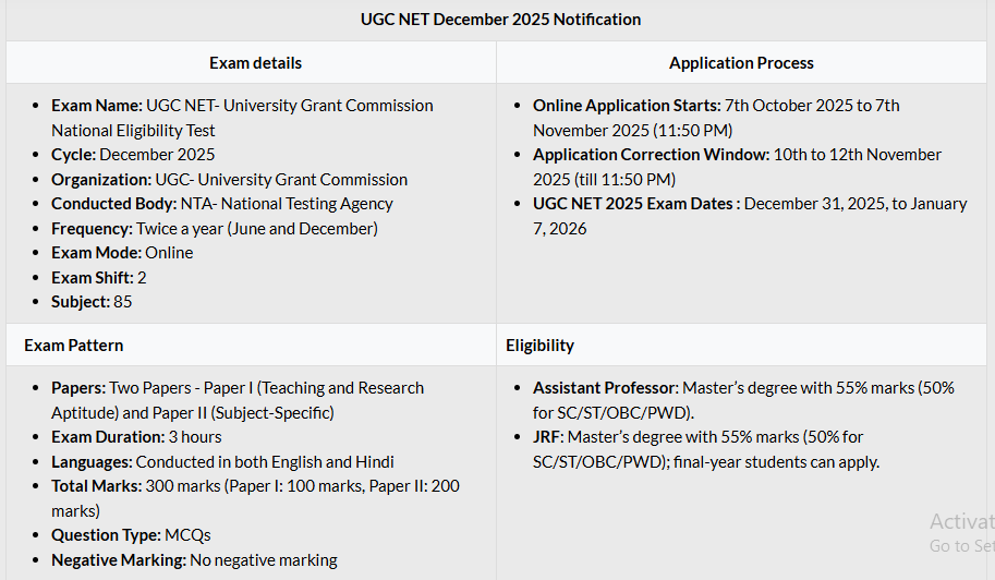 UGC NET December 2025 Exam Date Notification Out